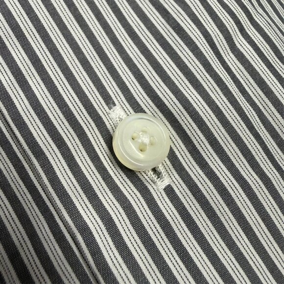 Ermenegildo Zegna Dress Shirt Striped Long Sleeve Cotton White 41 16 Large - Picture 4 of 8